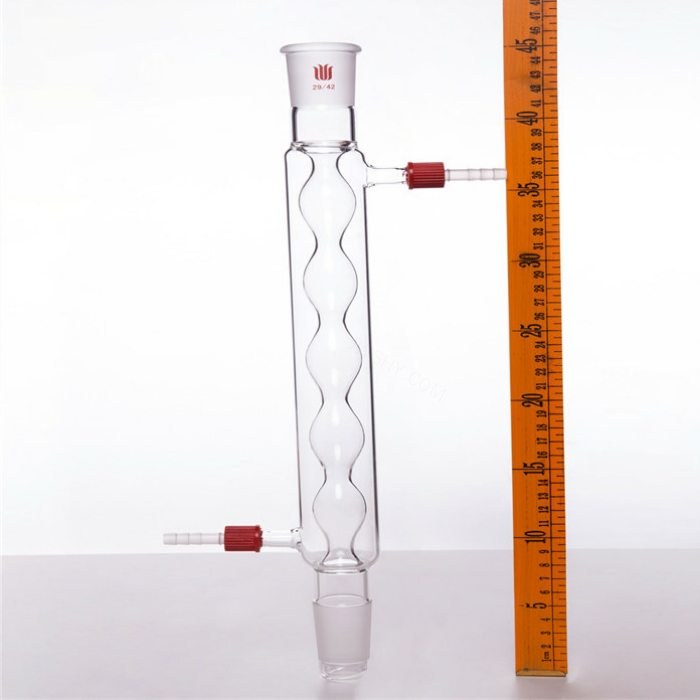 球型冷凝器,具可拆式小咀,29/42,夹层长300mm,&phi;8mm小咀 - 欣维尔