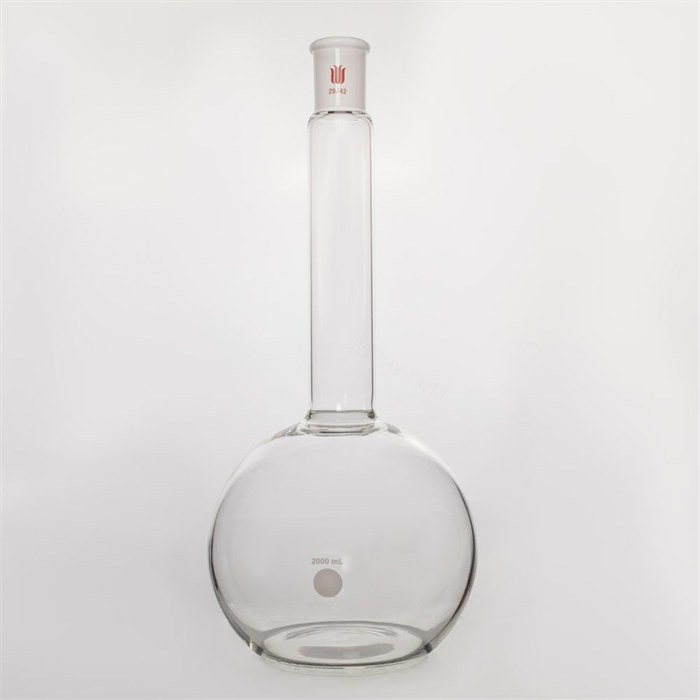 长颈平底烧瓶 ,磨口：29/42，容量：2000ml，颈长度175mm - 欣维尔
