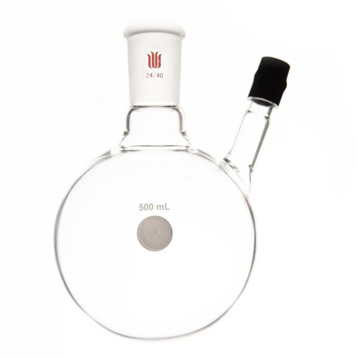 带胶帽温度计套管圆底烧瓶,容量:500ml,磨口:24/40 - MANSWARE