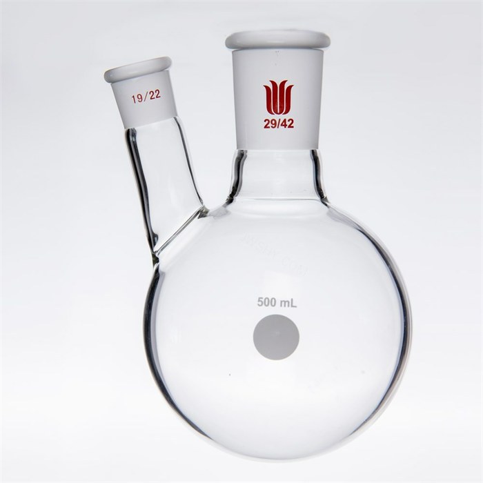 厚壁斜两口瓶,高强度,中间磨口:29/42,侧磨口:19/22,500ml - 欣维尔