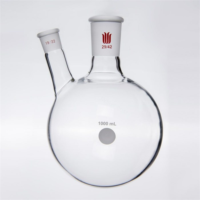 厚壁斜两口瓶,高强度,中间磨口:29/42,侧磨口:19/22,1000ml - 欣维尔