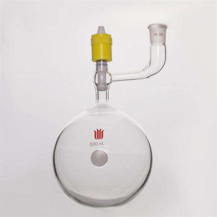 溶剂储存球瓶,磨口：14/20,500ml,新型8mm高真空阀 - 欣维尔