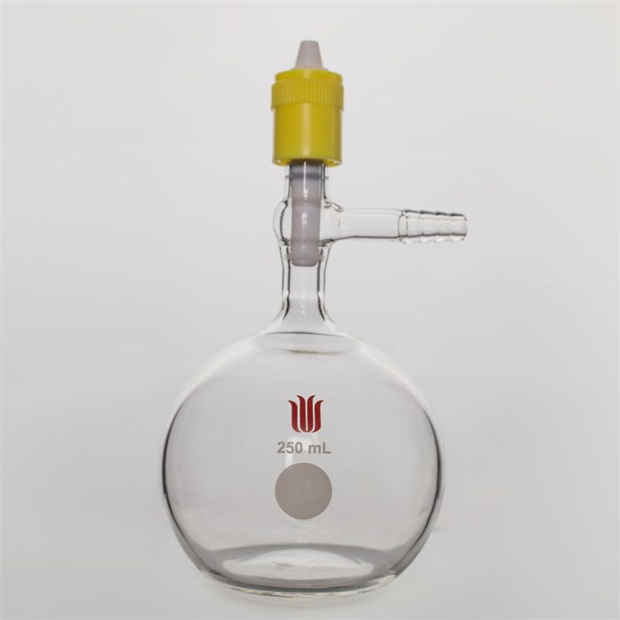 平底溶剂存储瓶,新型8mm高真空阀,250ml - 欣维尔