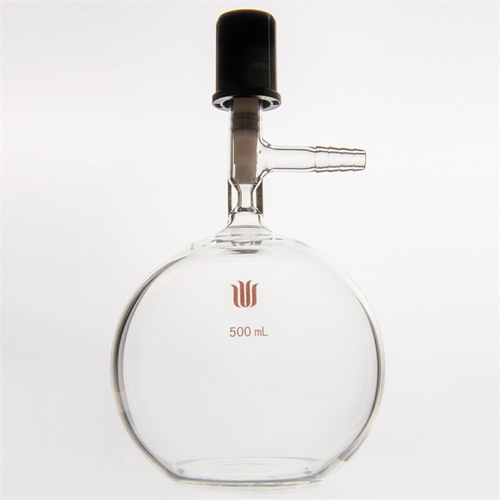 平底溶剂存储瓶,4mm高真空阀,500ml - 欣维尔