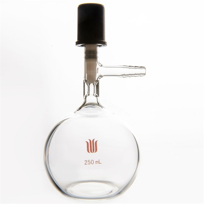 平底溶剂存储瓶,8mm高真空阀,50ml - 欣维尔