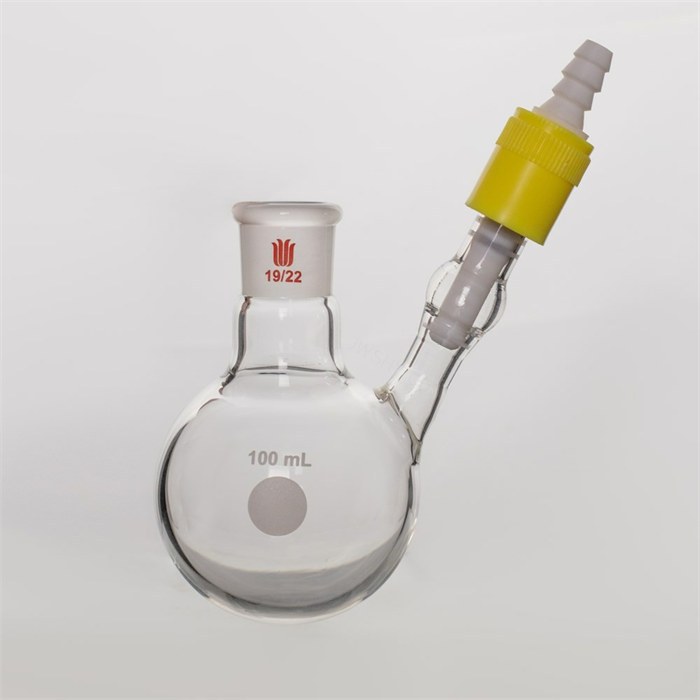 反应瓶,带通气孔高真空阀,100ml,19/22 - 欣维尔