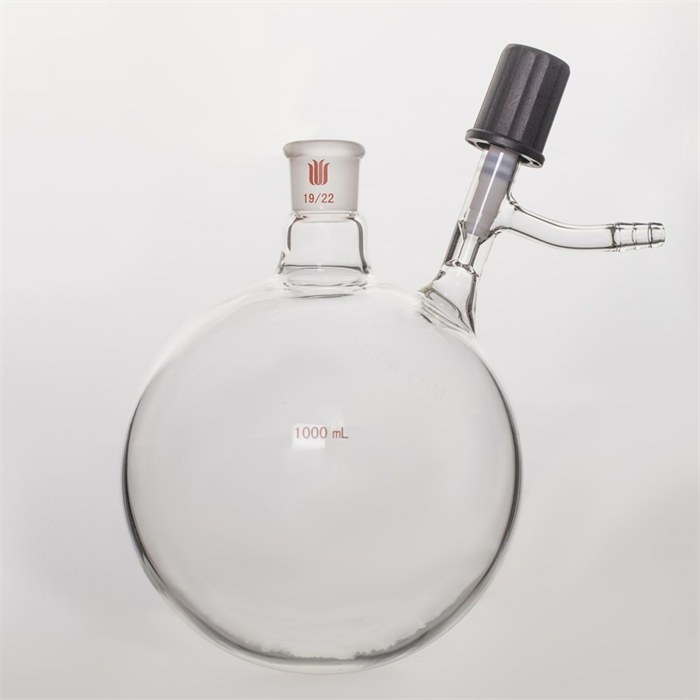 反应瓶,8mm高真空阀,1000ml,19/22 - MANSWARE