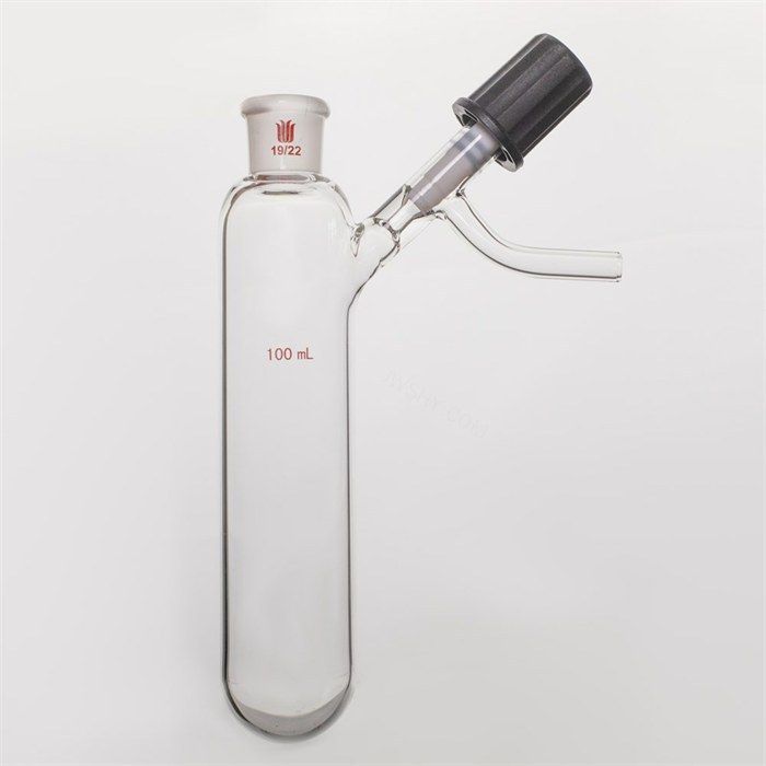 反应管,内磨口19/22,4mm高真空阀,100ml - 欣维尔