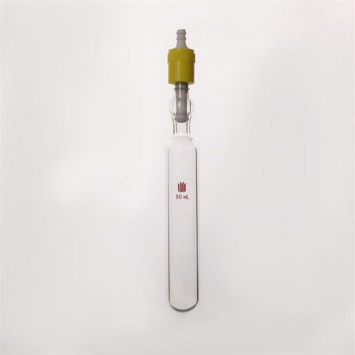 溶剂储存瓶50ml,抽气高真空阀,管外径×总高:28×140mm - 欣维尔
