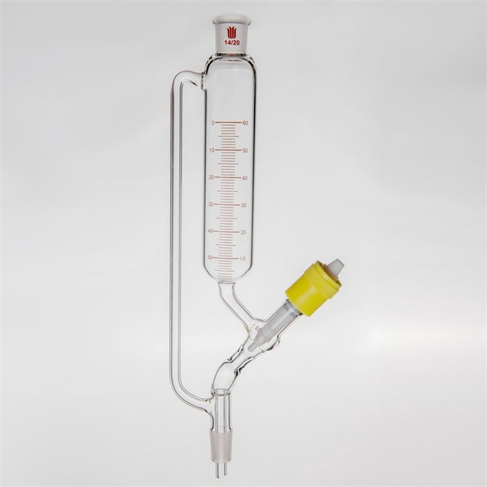 精细可调式恒压滴液漏斗,新型4mm高真空阀,60mL,14/20 - 欣维尔