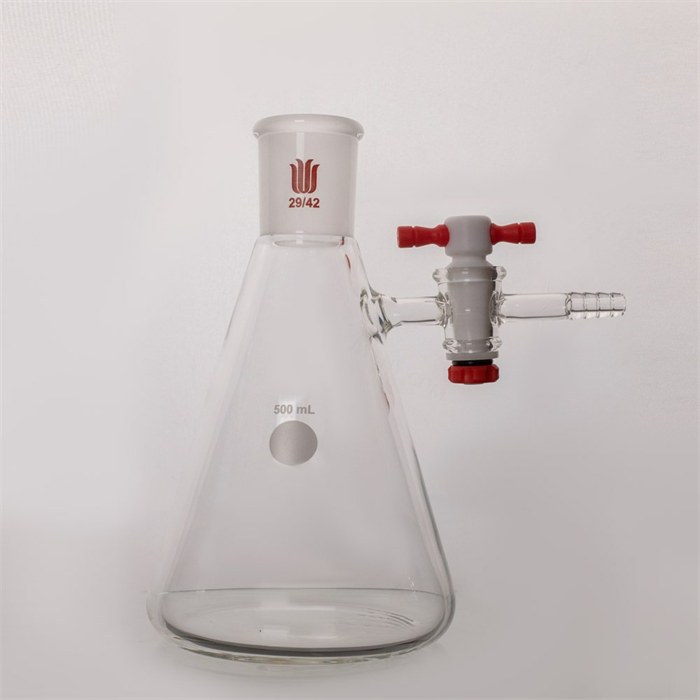 四氟节门，磨口三角瓶，容量：500ml，磨口：29/42 - 欣维尔