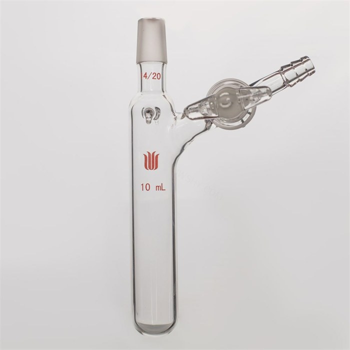 反应管,带挂钩 外磨口14/20,玻璃节门,10ml - 欣维尔