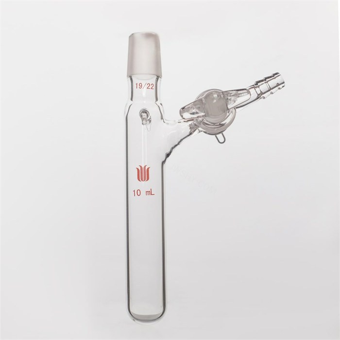 反应管,带挂钩 外磨口19/22,玻璃节门,10ml - 欣维尔