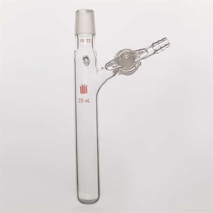反应管,带挂钩 外磨口19/22,玻璃节门,25ml - 欣维尔