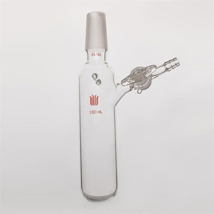 反应管,带挂钩 外磨口24/40,玻璃节门,100ml - MANSWARE