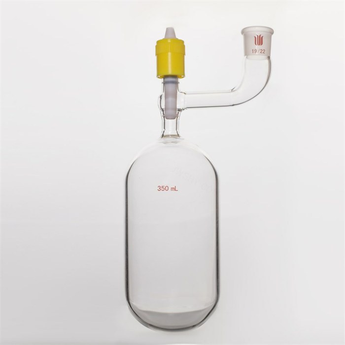 溶剂储存瓶,磨口:19/22,350ml,新型8mm高真空阀,管外径*长度70mm*140mm - 欣维尔