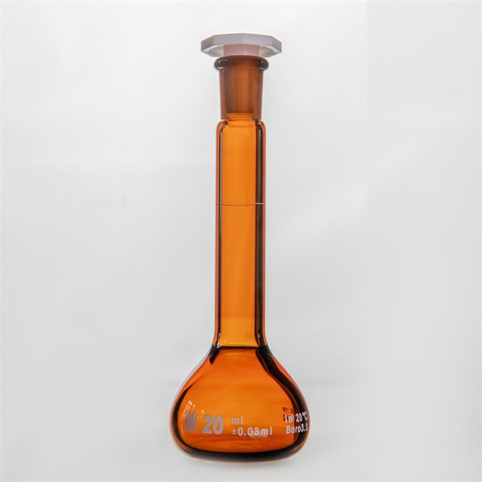 10/19口 20ML棕色玻璃容量瓶，标配塑料塞，不带个体检测证书，2支/盒 - 欣维尔