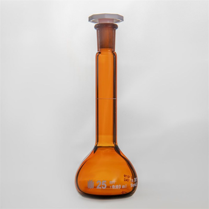 10/19口 25ML棕色玻璃容量瓶，标配塑料塞，带个体检测证书，2支/盒 - 欣维尔