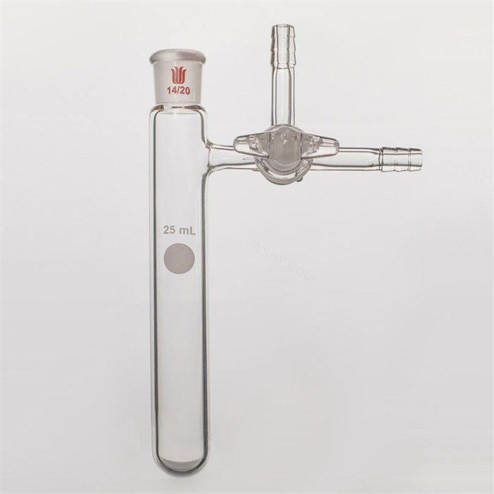 反应管，玻璃三通节门，磨口：14/20，容量：25ml - 欣维尔