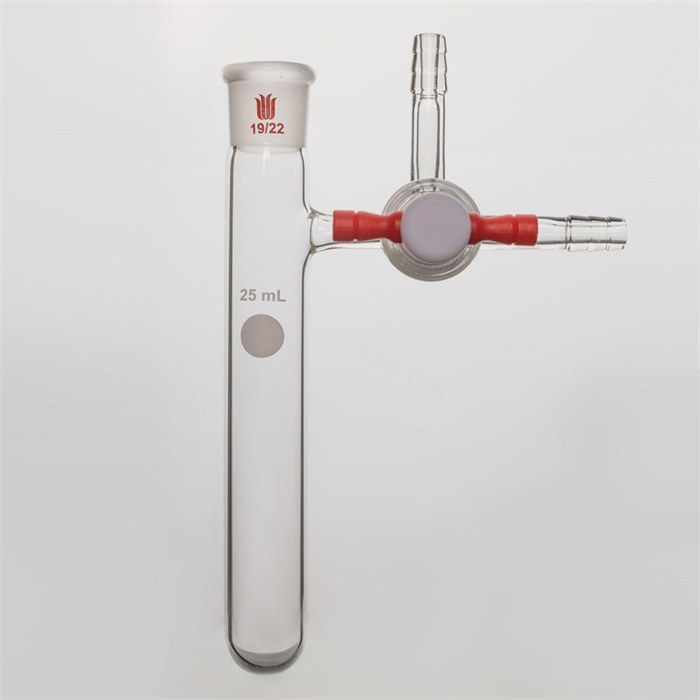 反应管，四氟三通节门，磨口：19/22，容量：25ml - 欣维尔