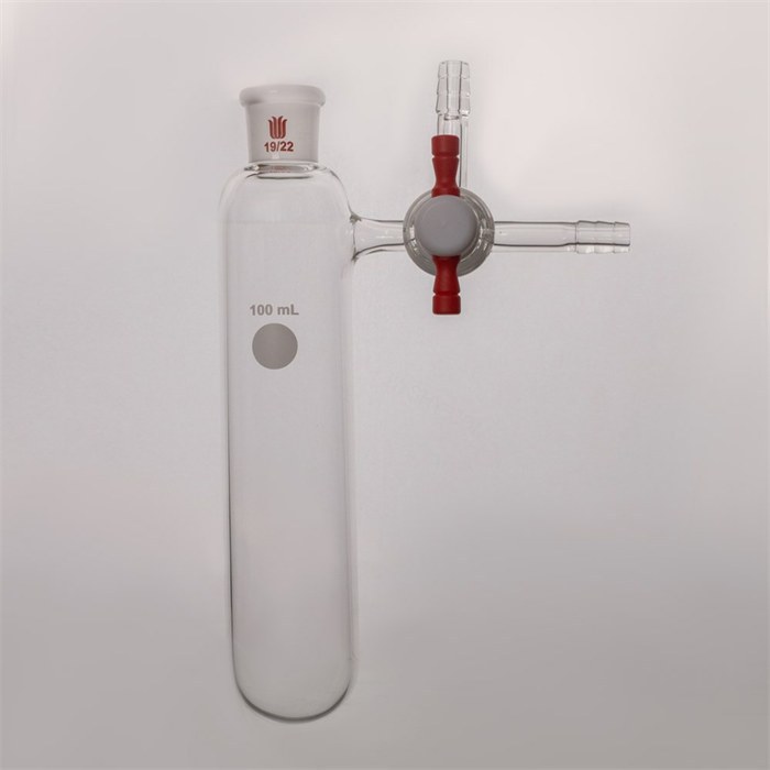 反应管，四氟三通节门，磨口：19/22，容量：100ml - 欣维尔