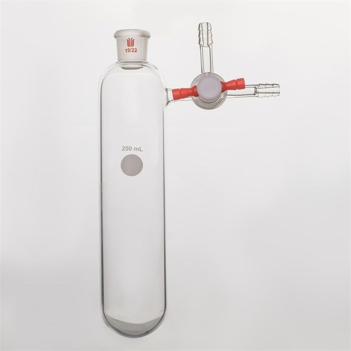 反应管，四氟三通节门，磨口：14/20，容量：250ml - 欣维尔