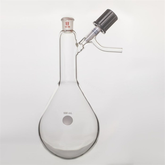 反应茄瓶,磨口:14/20,500ml,高真空阀 - 欣维尔