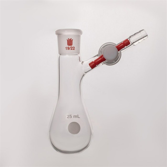 反应茄瓶,磨口:19/22,25ml,四氟节门 - 欣维尔