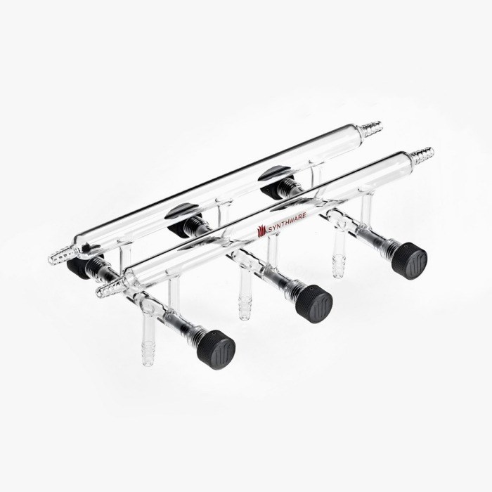 双排管真空气体分配器,具内螺纹高真空阀,3,350mm,4小咀 - 