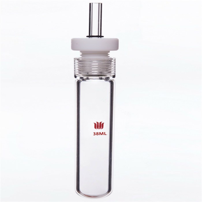 厚壁耐压瓶，具导气/真空接口，四氟全包O型圈，容量：38ML,15# - 欣维尔