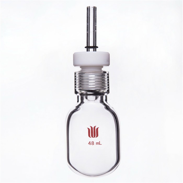 厚壁耐压瓶，具导气/真空接口，四氟全包O型圈，容量：48ML,15# - 欣维尔