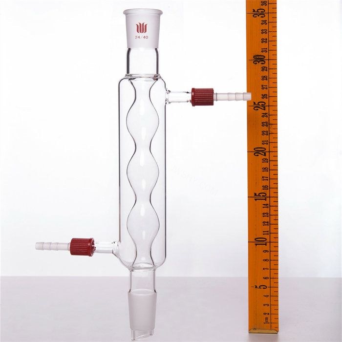 球型冷凝器,具可拆式小咀,24/40,夹层长200mm,&phi;8mm小咀 - 欣维尔