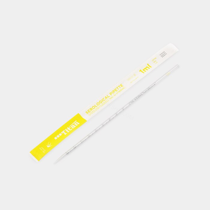 一次性移液管 1ml 刻度1/100 黄色环 灭菌 一体成型 纸塑独立包装 无滤芯