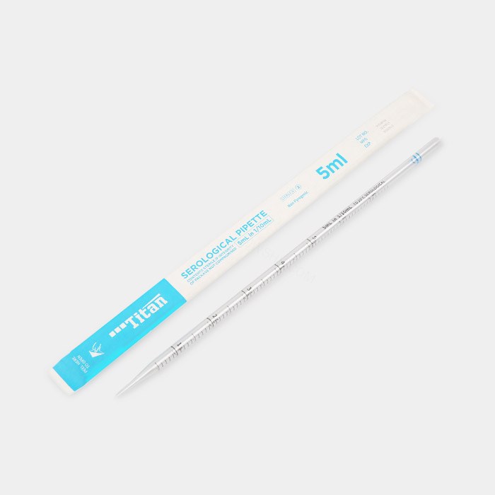 一次性移液管 5ml 刻度1/10 蓝色环 灭菌 一体成型 纸塑独立包装 无滤芯