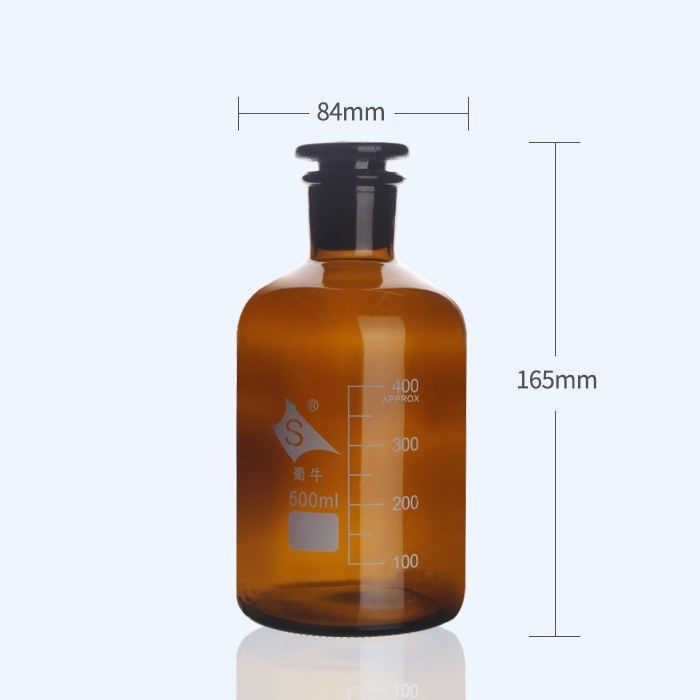 中性料棕小口试剂瓶(实心塞)500ml