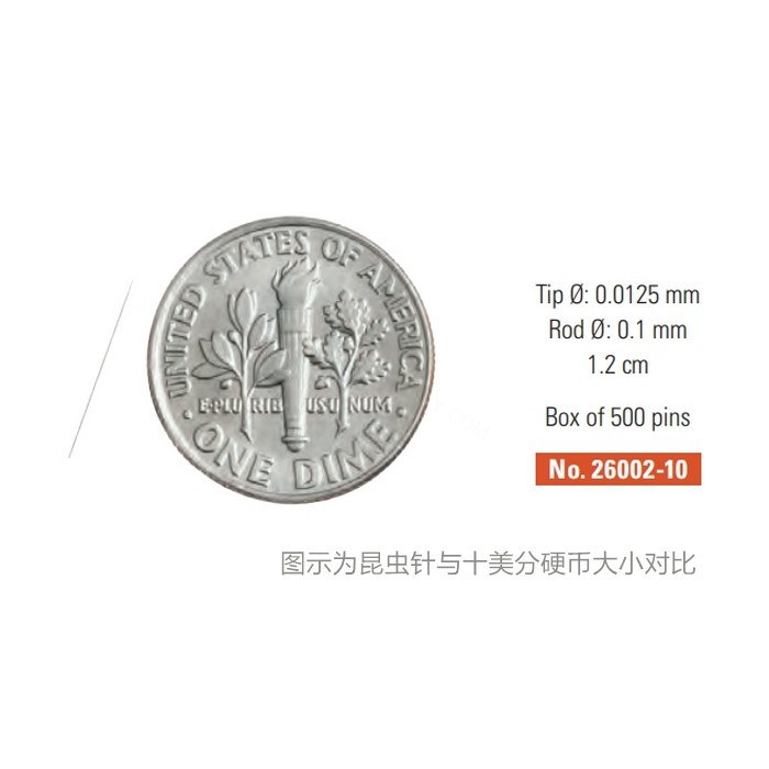 不锈钢精密昆虫针 长1.2cm 针尖宽度0.01mm