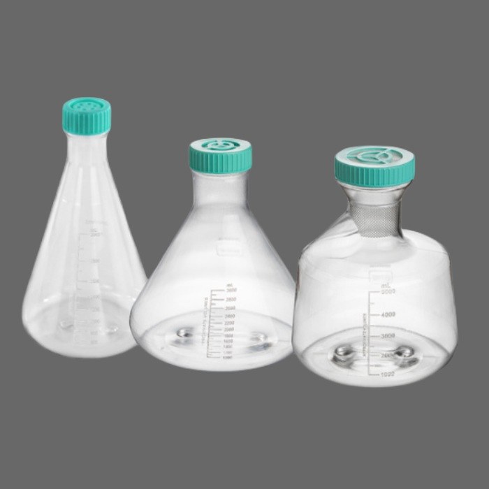 大容量三角培养摇瓶 2000ml,PC,悬浮型,滤膜盖,无DNA/RNA酶,无热原,灭菌 - JET/洁特