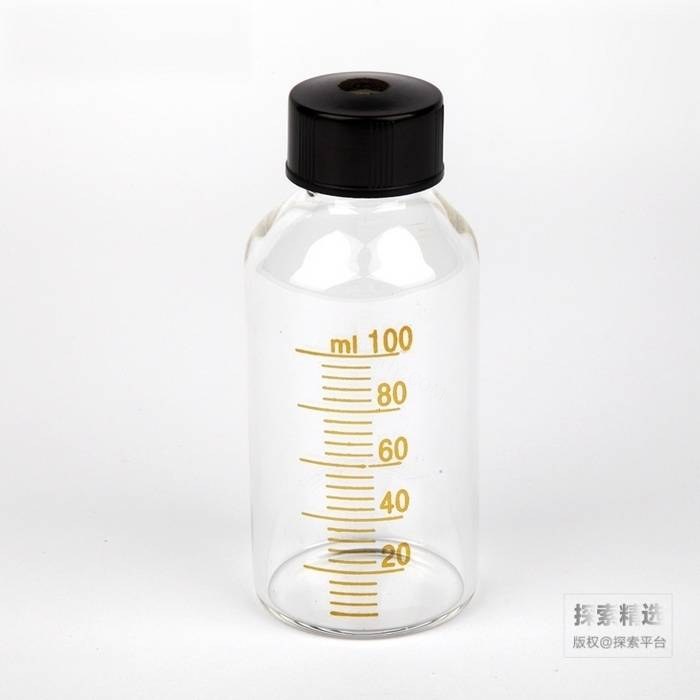 GL32高硼硅透明螺口顶空瓶 带刻度 瓶盖孔径10mm 含盖垫 100ml 直径×高:φ50&tim