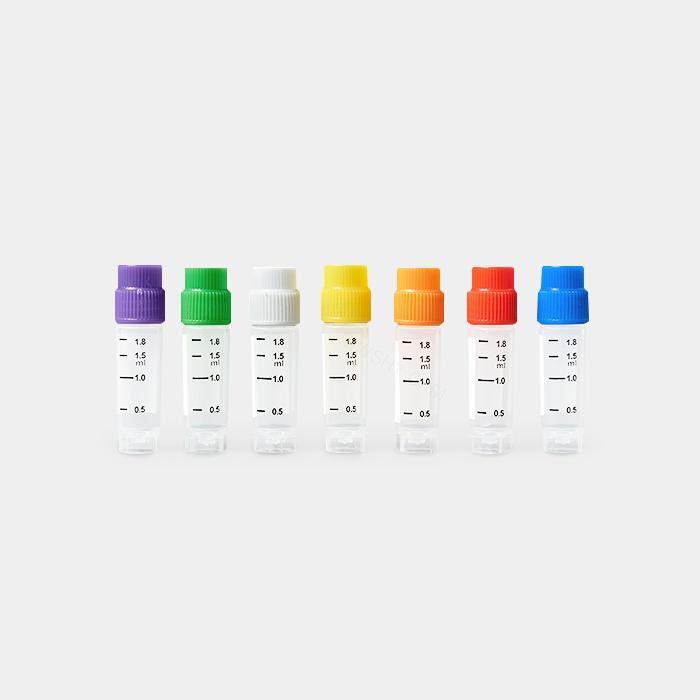 外旋冻存管 2.0ml 红色盖 可放超低温冰箱 双色印刷 无酶 无菌 耐受温度：-196℃ 到121℃ 已消毒
