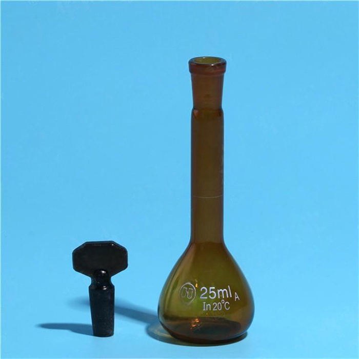 棕色容量瓶(量入式） A级 中硼硅 25ml - 华鸥