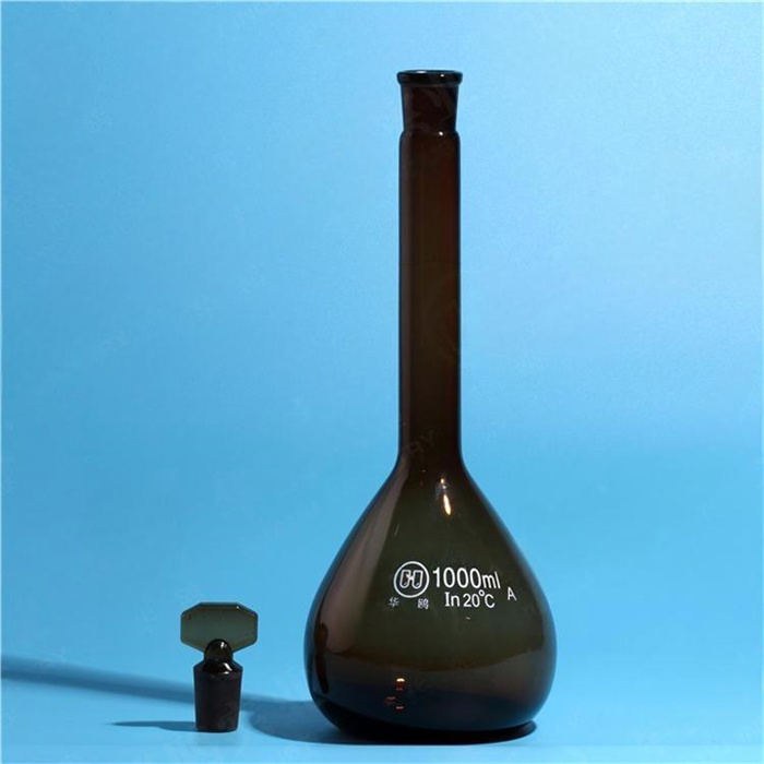 棕色容量瓶(量入式） A级 中硼硅 1000ml - 华鸥