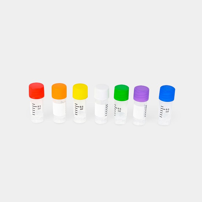 外旋冻存管 0.5ml 白色盖 双色印刷 耐受温度：-196℃ 到121℃ 无酶 无菌