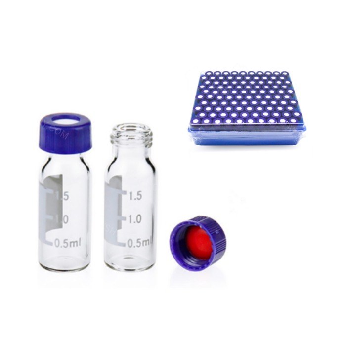 2mL透明螺口进样瓶套装 配套进口红色PTFE/白色硅胶垫