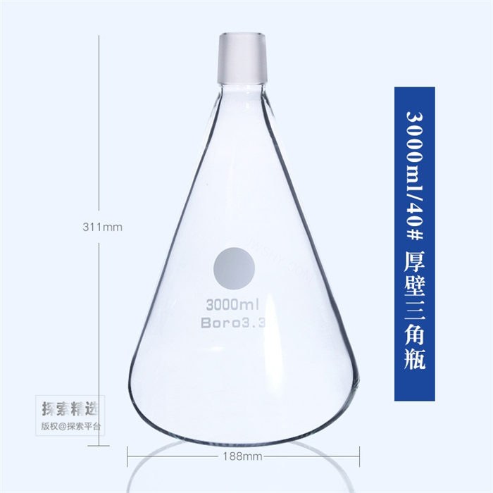砂芯过滤装置 磨口三角烧瓶 3000ml 口径：40/38 - 玖梧精选