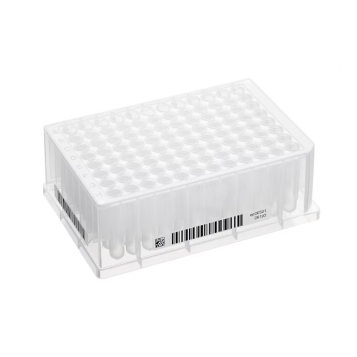 96孔深孔板 1000ul 孔透明 PCR 洁净级 白色 2D SafeCode (DataMatrix/ECC200) 人类可读编码 20块 - Eppendorf/艾本德