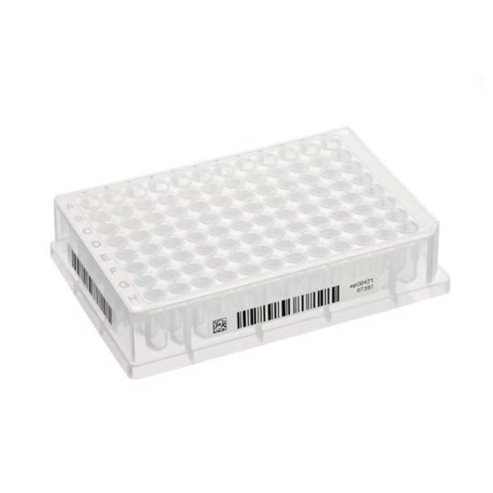 96孔深孔板 500ul 孔透明 PCR 洁净级 白色 2D SafeCode (DataMatrix/ECC200) 人类可读编码 40块 - Eppendorf