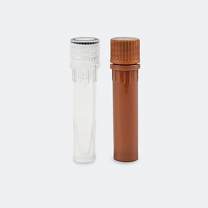 高位盖螺口管 1.5ml 透明色 管盖组装 耐受温度：-86℃到121℃ 无酶 无菌