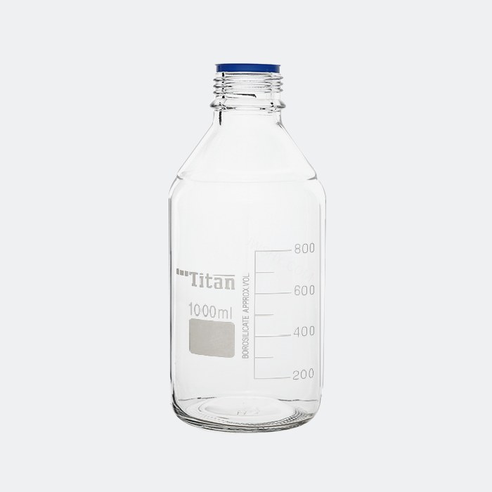 透明蓝盖试剂瓶 GL45 高硼硅 1000mL 不带盖 带倾倒环 底径&times;瓶高（mm）：100&times;2…
