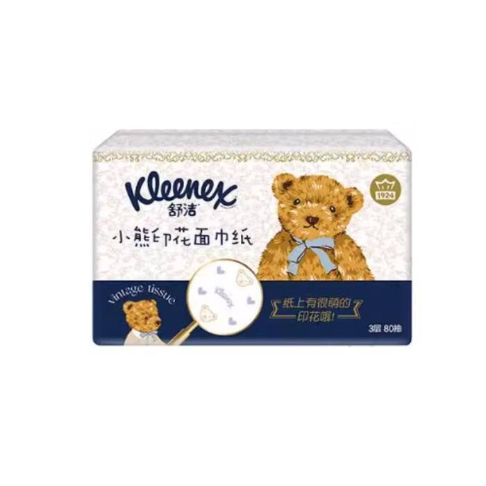 KLEENEX 经典小熊印花软抽纸抽 3层190&times;155mm 80抽 新包装