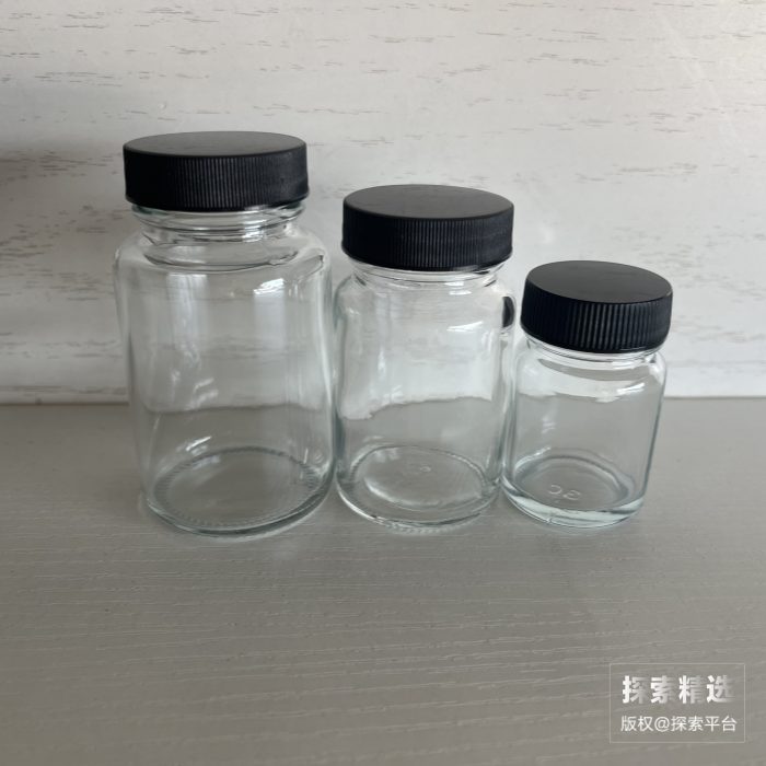 透明大口样品瓶 100ml 黑色瓶盖 四氟垫片 外径&times;高度：50&times;87.5mm